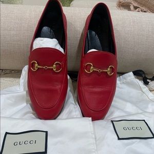 GUCCI Women’s Brixton Horsebit Loafers Red 37/7